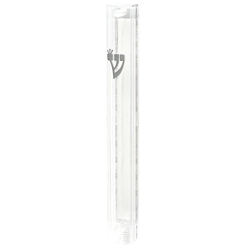 Mezuzah Case - Plastic with Silver Shin 12cm