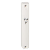 Mezuzah Case - Water proof white Plastic with Silver Shin 15cm