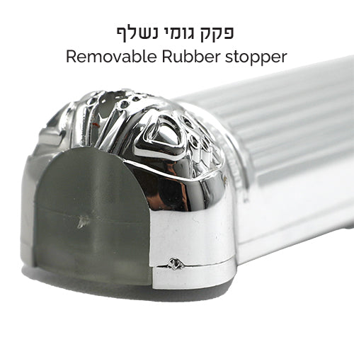 Mezuzah Case - Plastic Silver With Rubber Cork 12cm "Crown And Diamond"