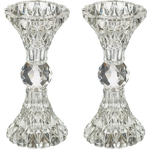 Candlesticks - Pair of Crystal Elegant 13cm