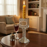 Havdalah - Crystal Havdalah Candle Holder with Jerusalem Plaque 13cm