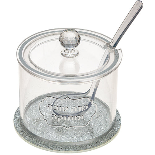 Honey Dish - Acrilic with Silver Base 8.5cm