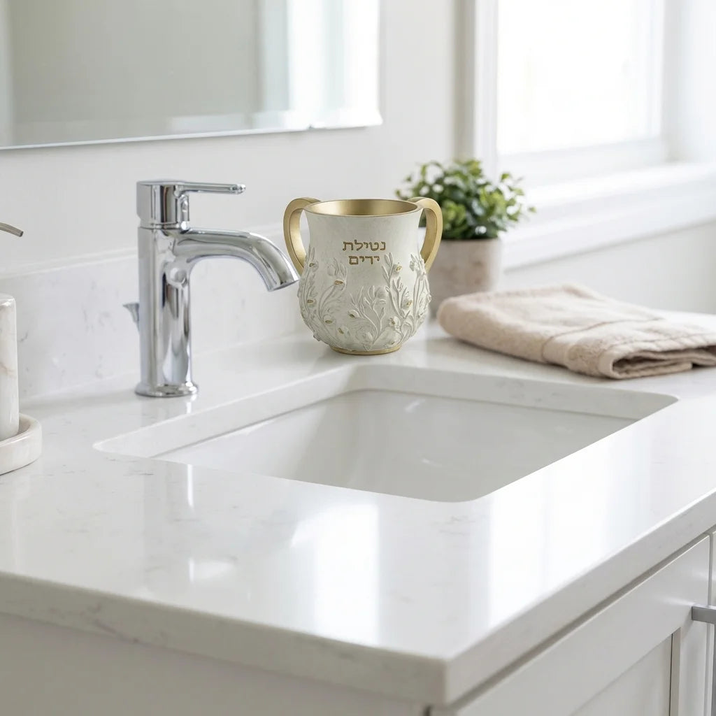Washing Cup (Netilat Yadayim) - White Polymer 14cm