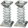 Candlesticks - Pair of Crystal Elegant 14cm