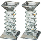 Candlesticks - Pair of Crystal Elegant 14cm