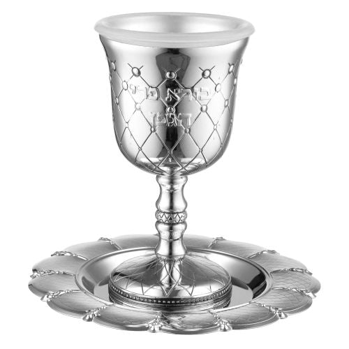 Kiddush Cup - Nickel 12cm with Saucer