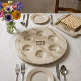 Seder plate Passover (pesach) - Melamine With Matzah Plates White Marble