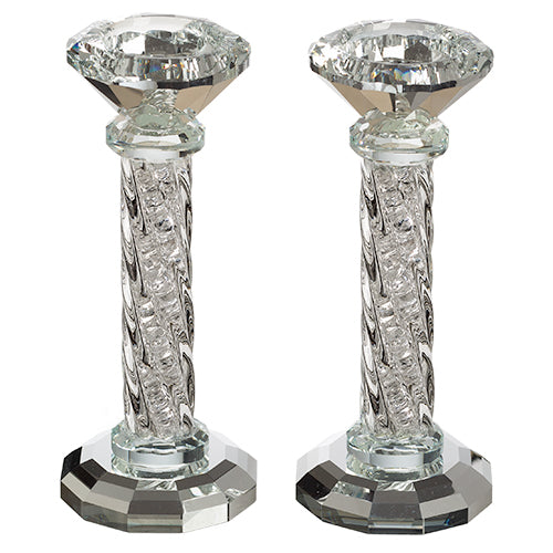 Candlesticks - Crystal 16.5cm with Stones