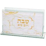 Matches Holder - Glass 6.5*4cm with Print Marble Design