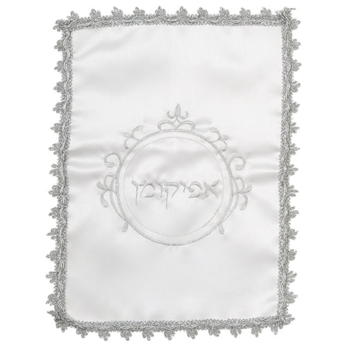 Seder plate/Afikoman bag Passover (pesach) - White Satin with Embroidery 46cm