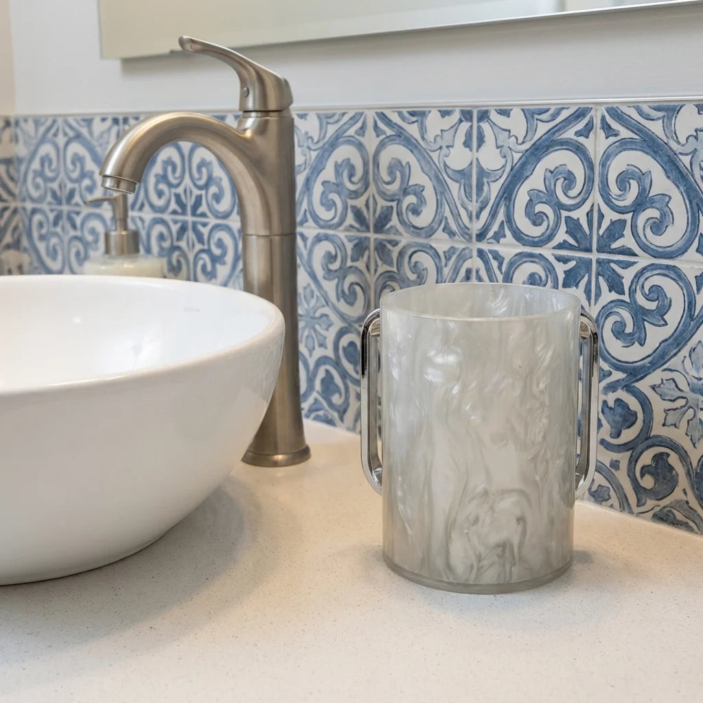 Washing Cup (Netilat Yadayim) - Lucite Clear marble 13cm
