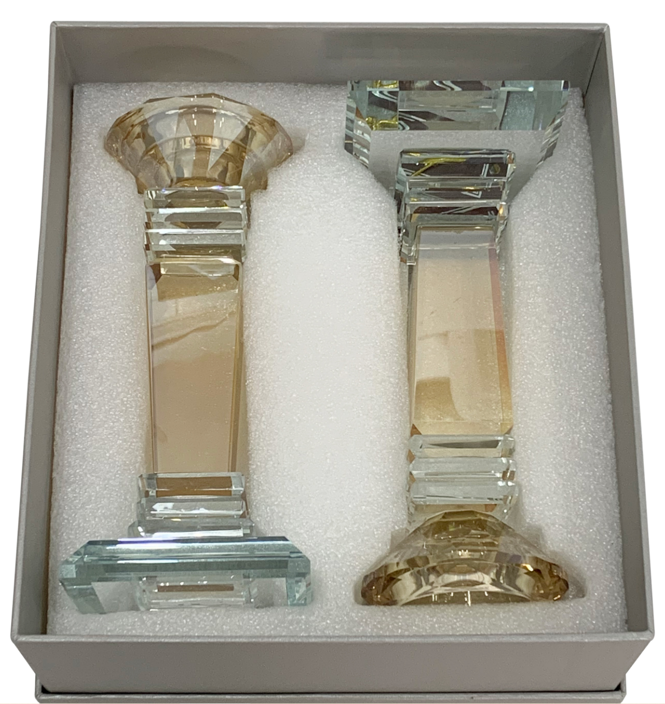 Candlesticks - Pair of Crystal Elegant 16cm