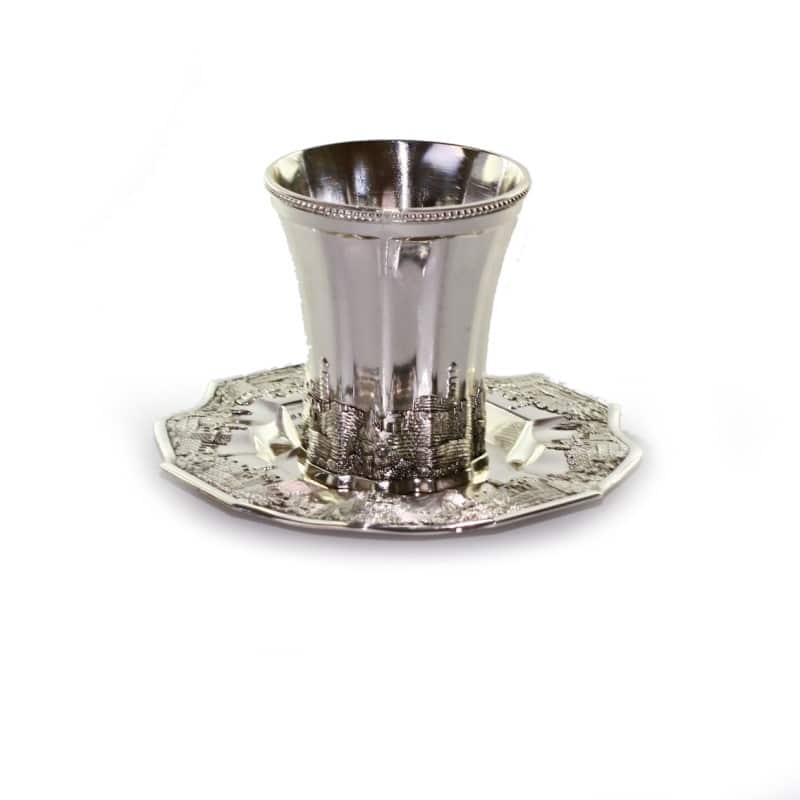 Kiddush Cup - JerusalemSilver Plated + Saucer