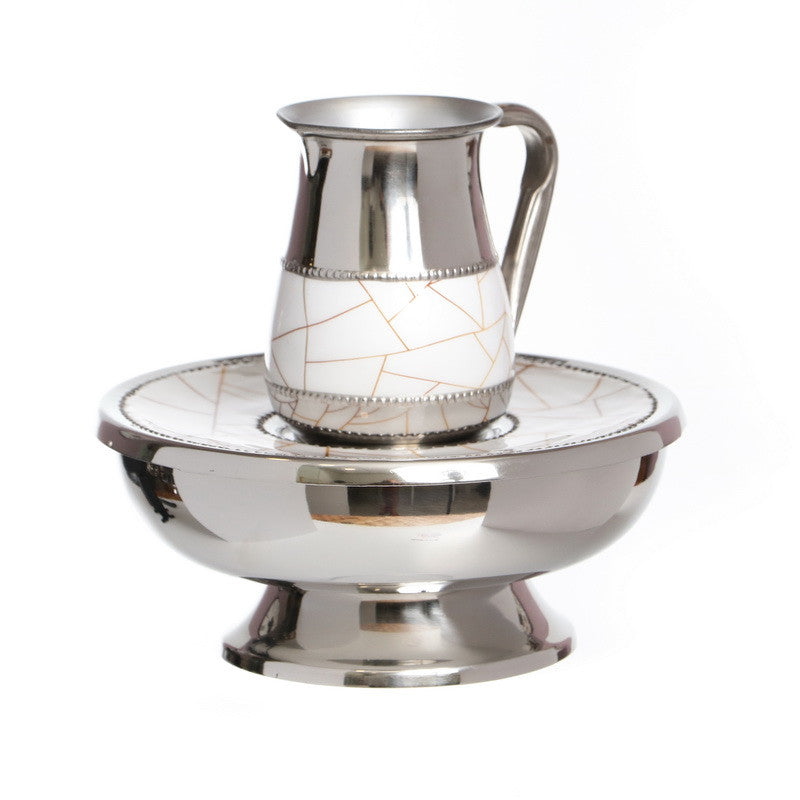 Mayim Achronim - Stainless Steel Geometric Design / White & Gold