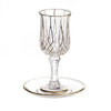 Kiddush Cup - Diamond Glass Cup & Saucer with Gold Trim