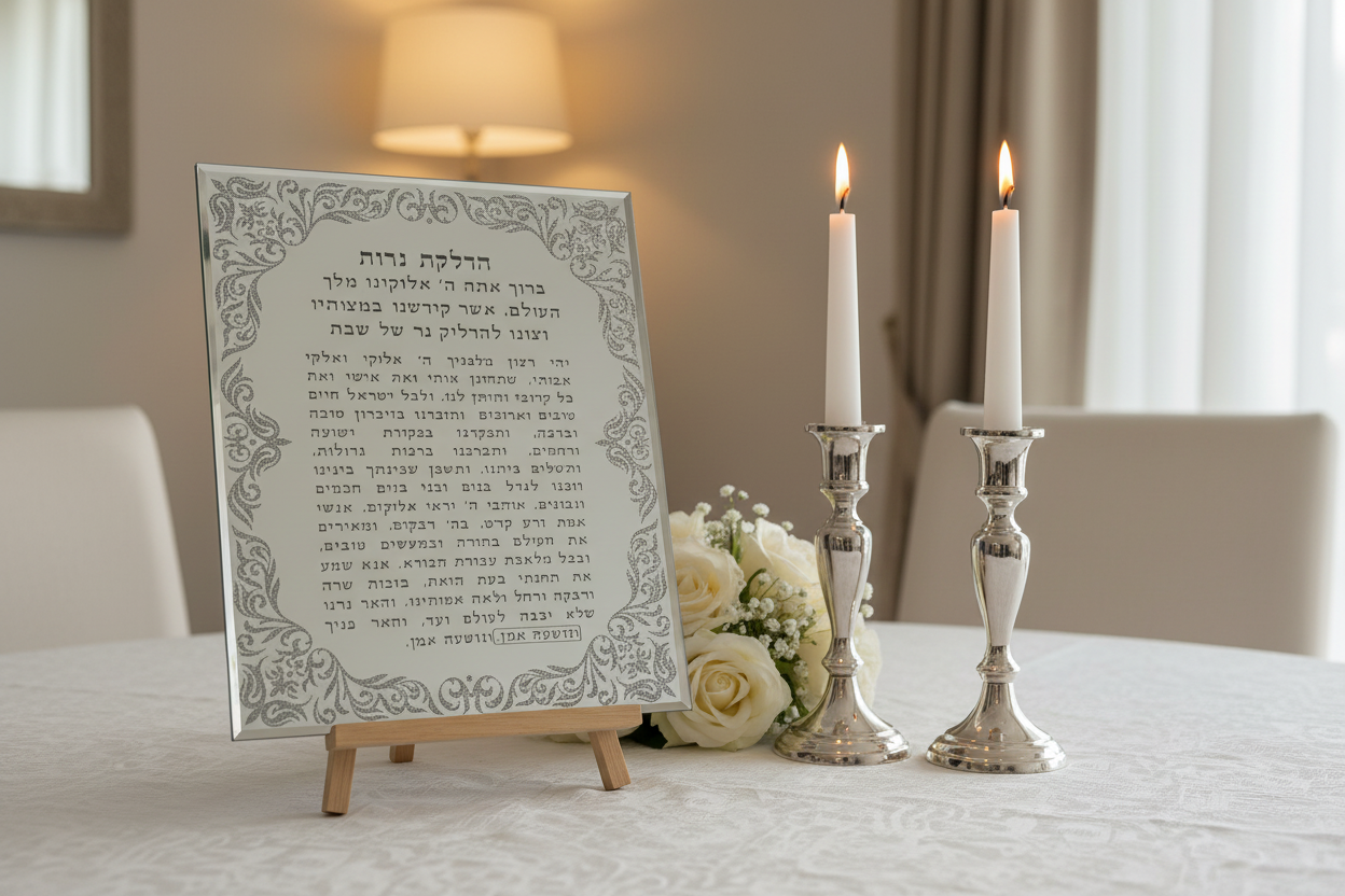 Candle Lighting Plaque Shabbat Table