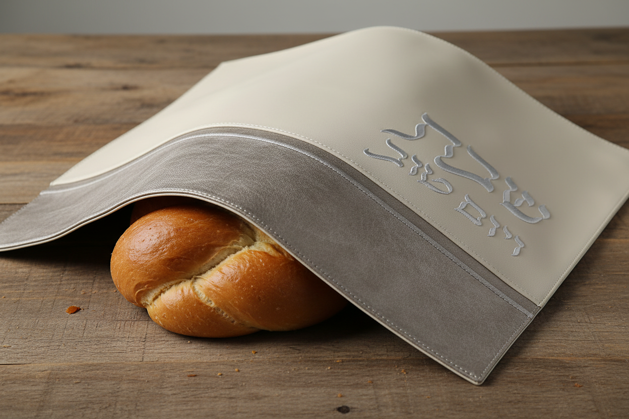Close-up detail of embossed letters and two-tone design