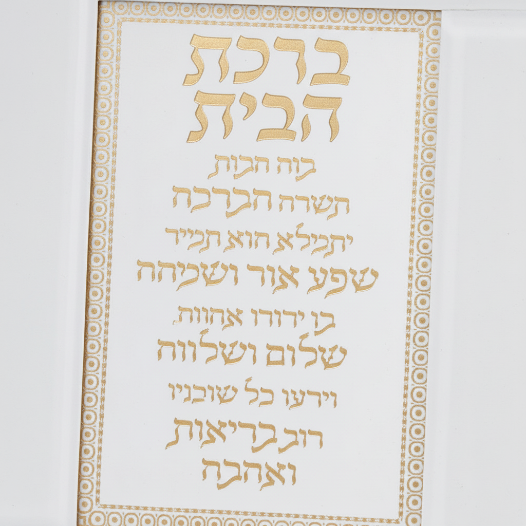 Close-up detail of Hebrew text and gold border
