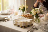 Close-up napkin holder on Shabbat table