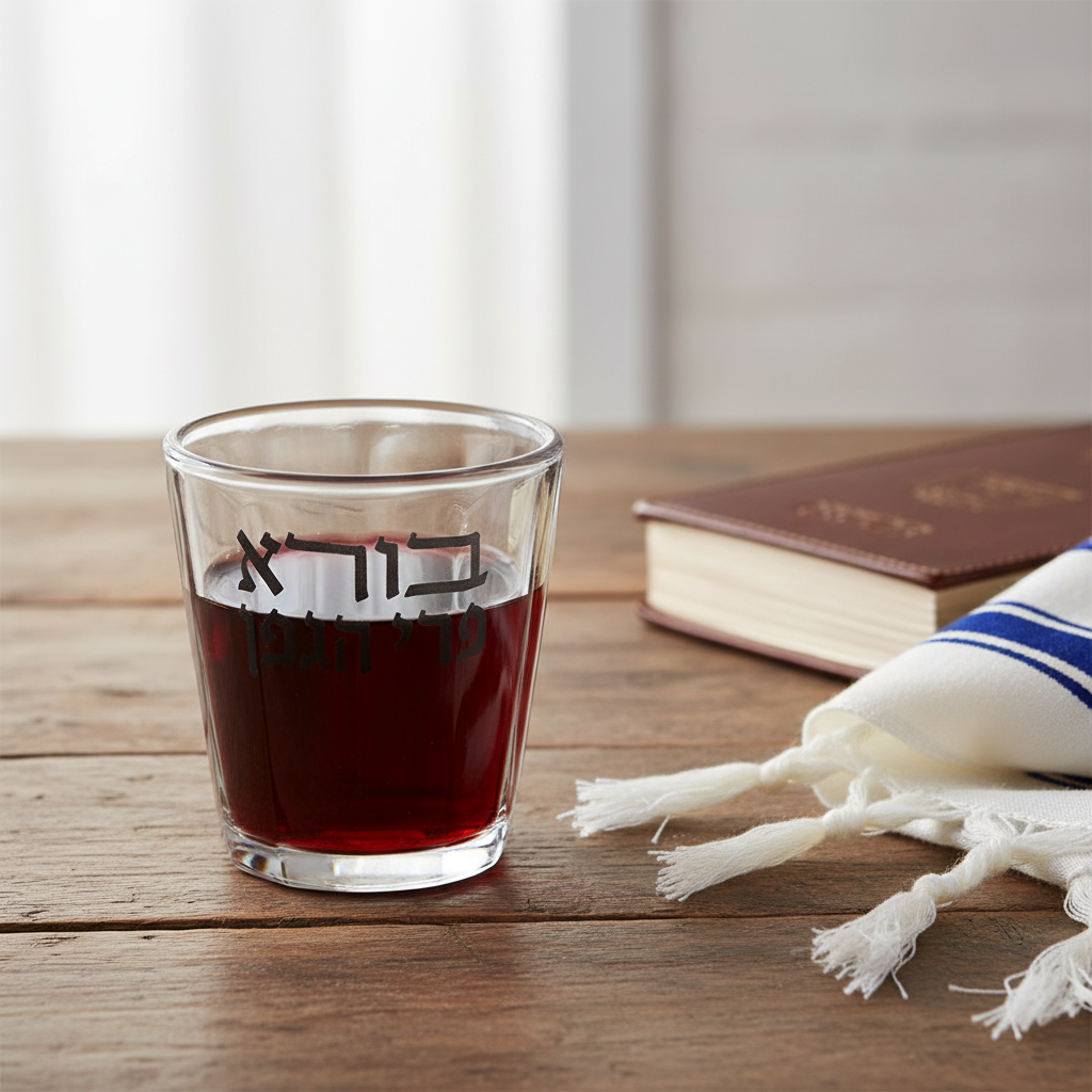 Close-up of Crystal Kiddush Cup with Wine