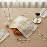 Complete Shabbat table overhead view