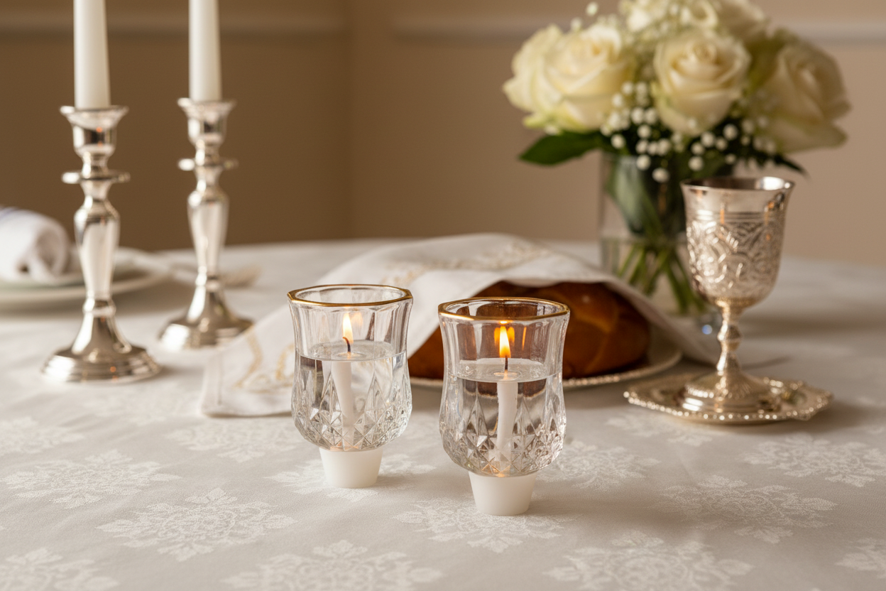 Crystal Candle Cups Shabbat Table