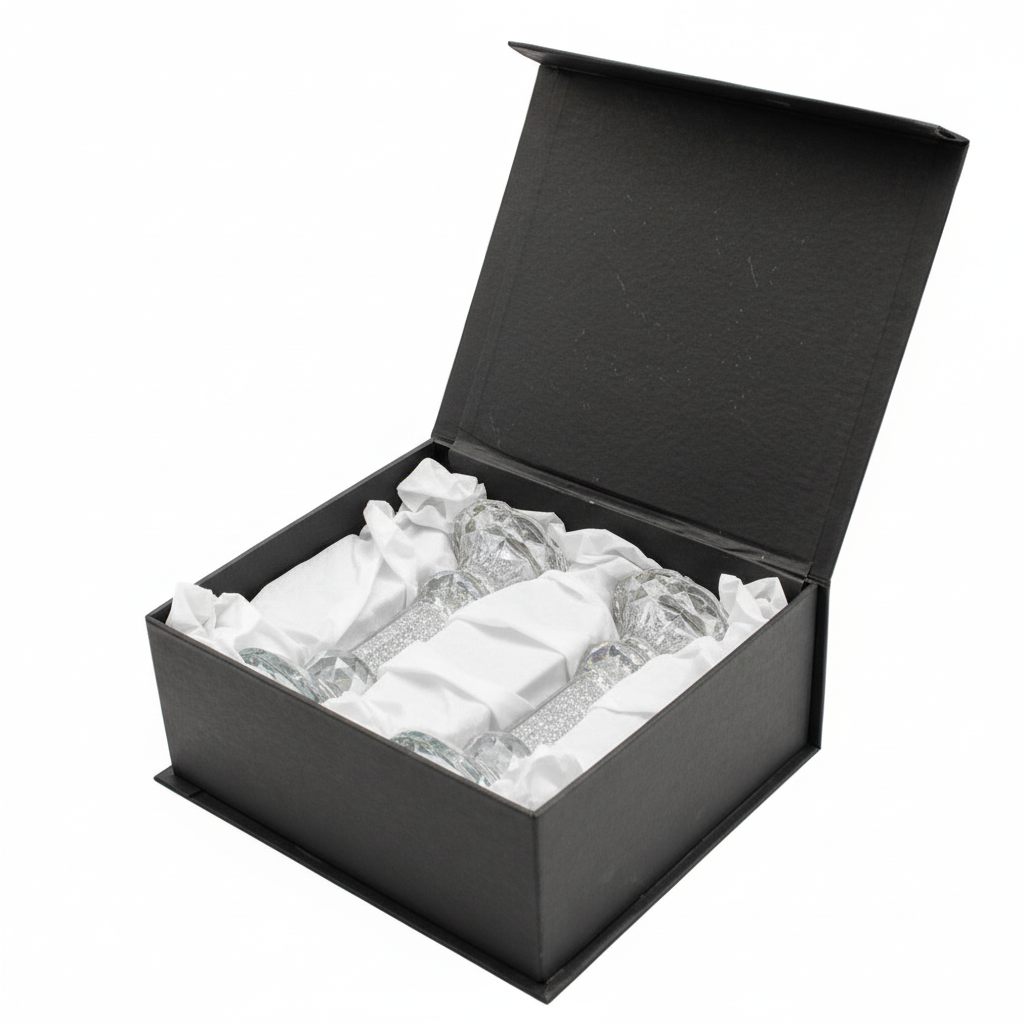 Crystal Candlesticks in Black Gift Box