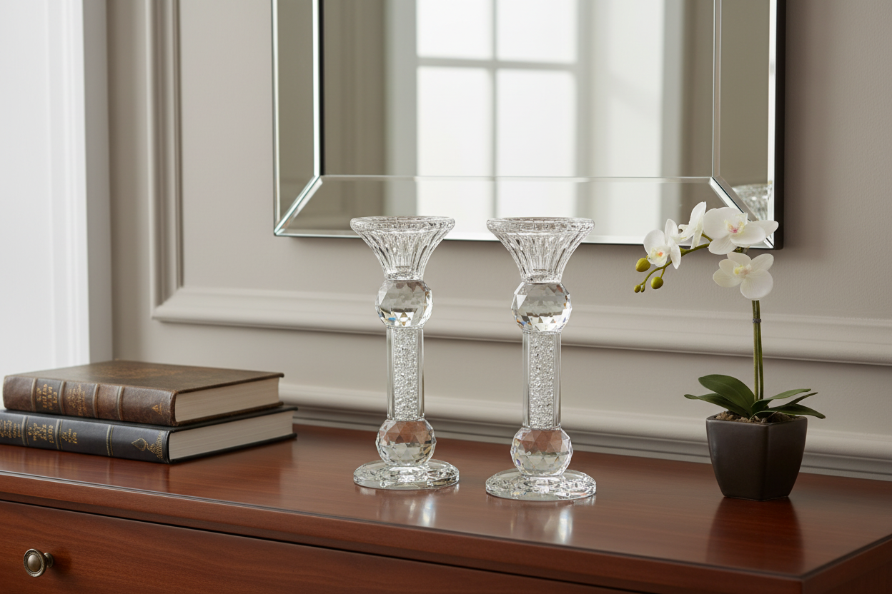 Crystal Candlesticks in Elegant Home Setting
