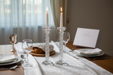 Crystal Candlesticks Shabbat Table Setting