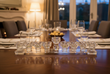Crystal oil menorah on dining table