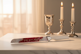 Elegant Shabbat table with challah knife