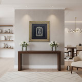 Framed Hebrew blessing in modern Jewish home