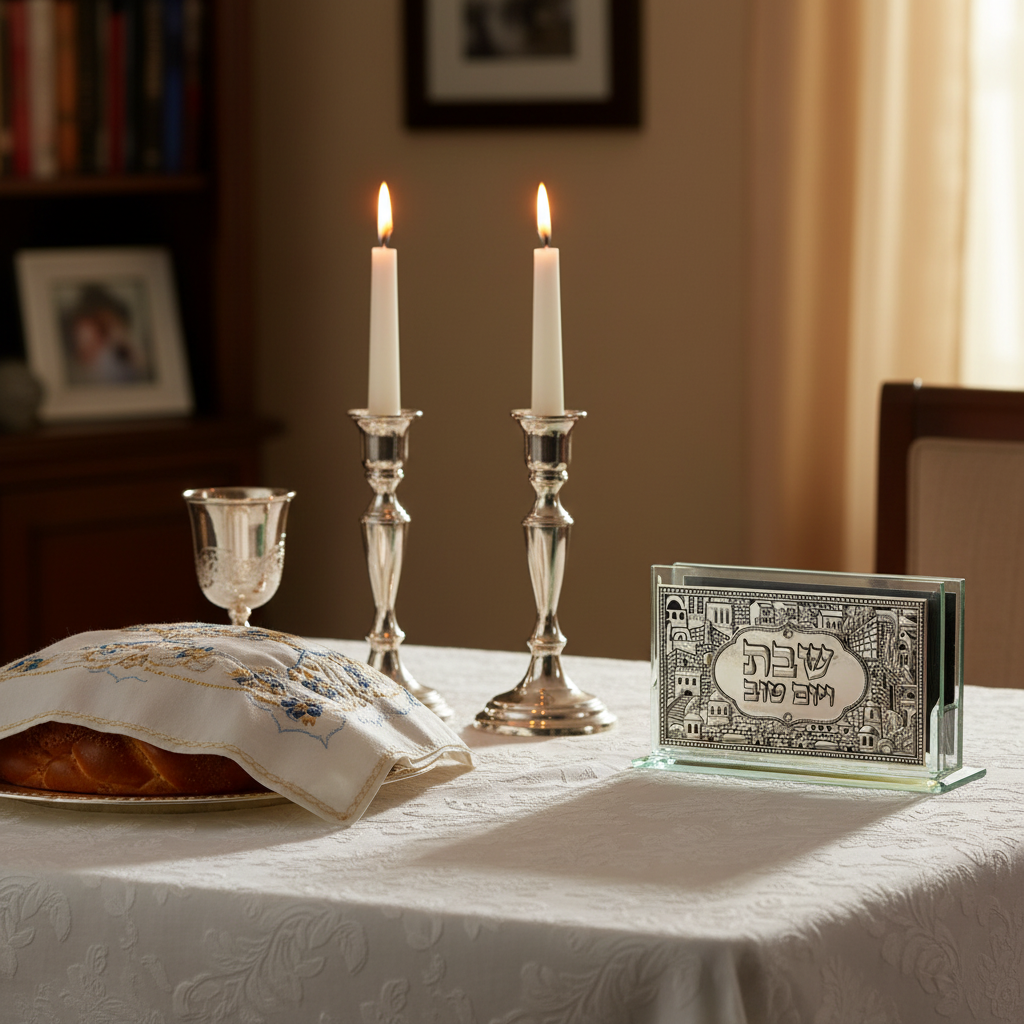 Glass Matches Holder on Shabbat Table - Square