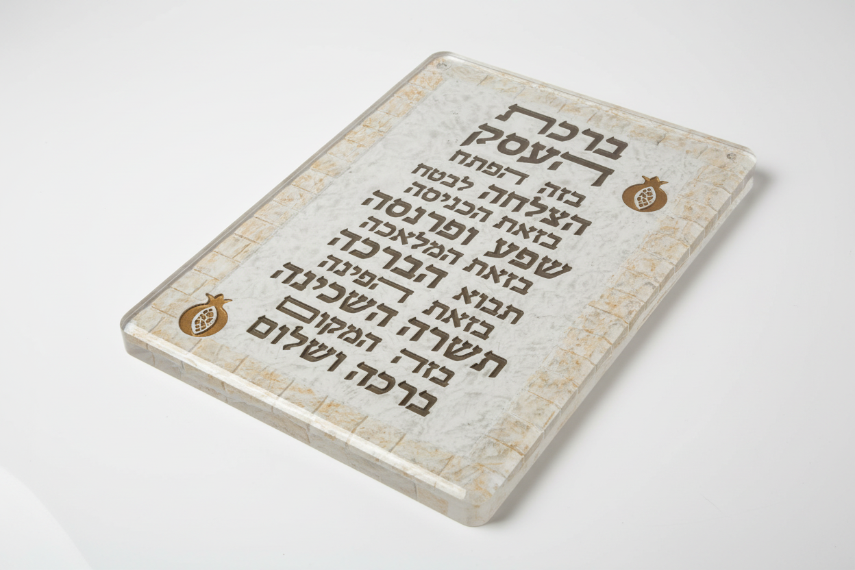 Hebrew Business Blessing Plaque - Angled View