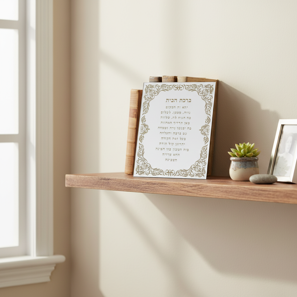 Home Blessing Mirror on shelf with books