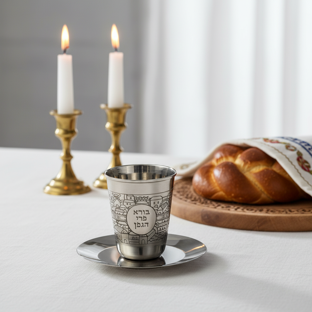 Kiddush Cup on Shabbat Table