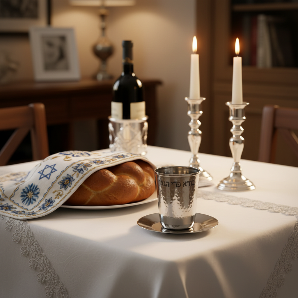 Kiddush Cup on Shabbat Table