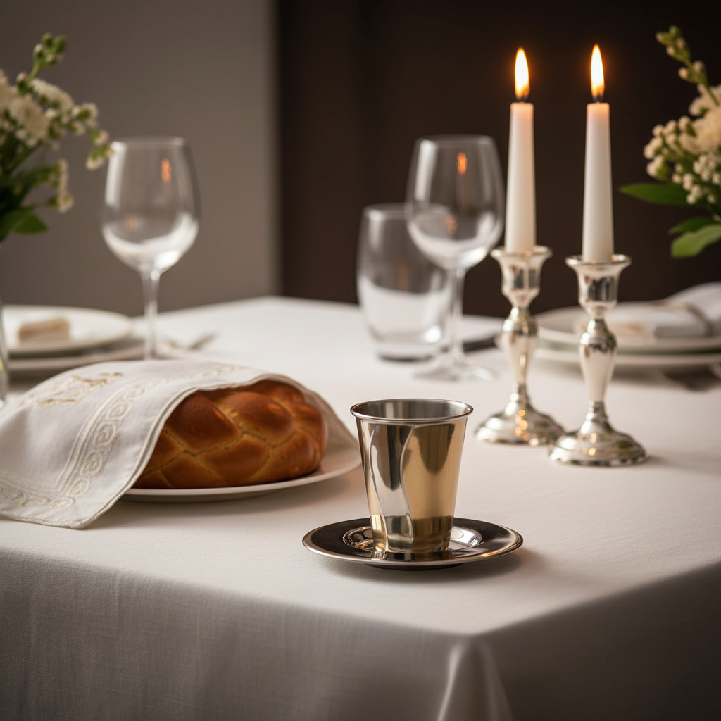 Kiddush Cup on Shabbat Table