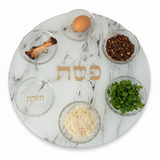 Marble Seder Plate with Seder Items