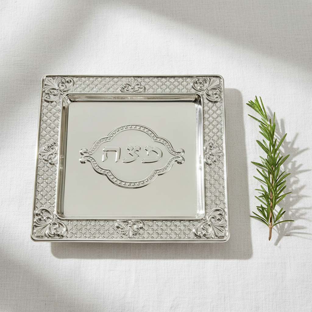 Matzah Tray Flat Lay Herbs