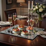 Mirror tray as serving piece