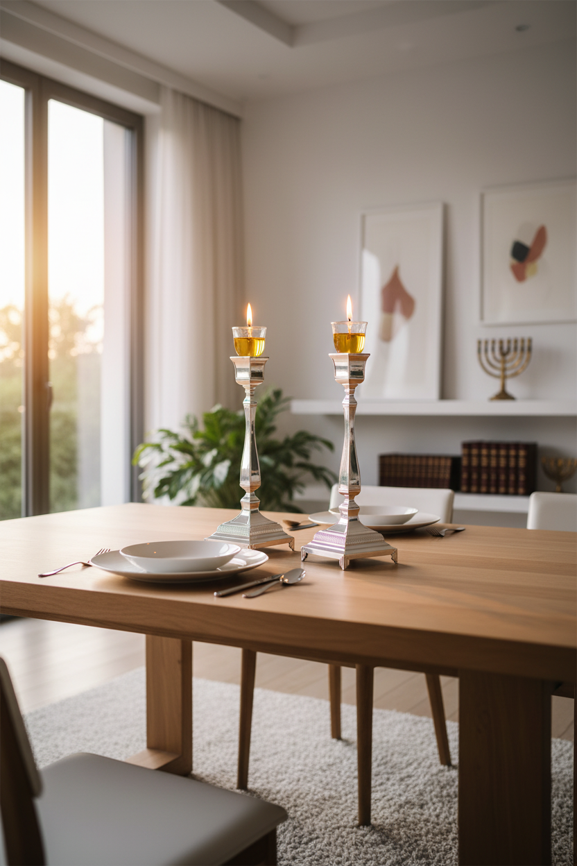 Modern home setting with candlesticks