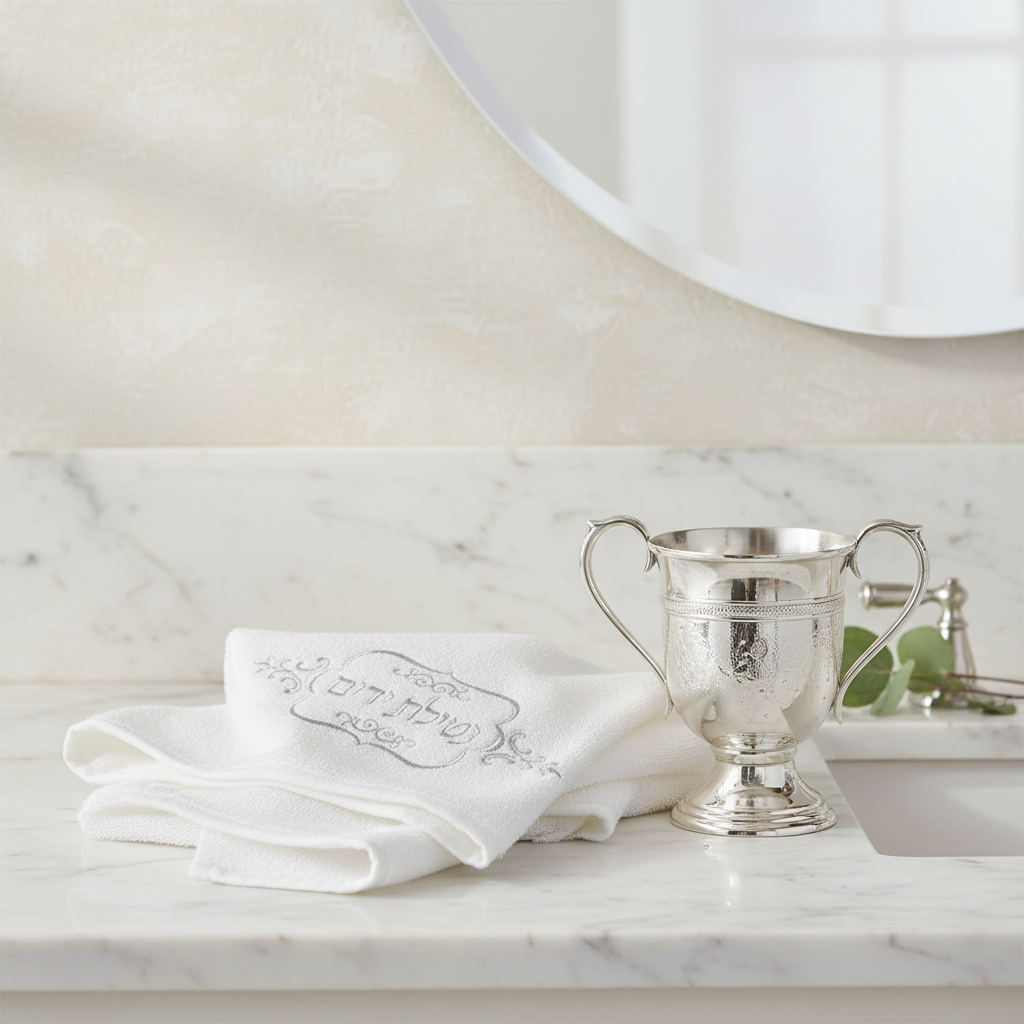 Netilat yadaim towel with washing cup
