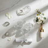 Overhead flat lay on marble