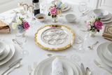 Overhead view of Passover bowl on elegant table