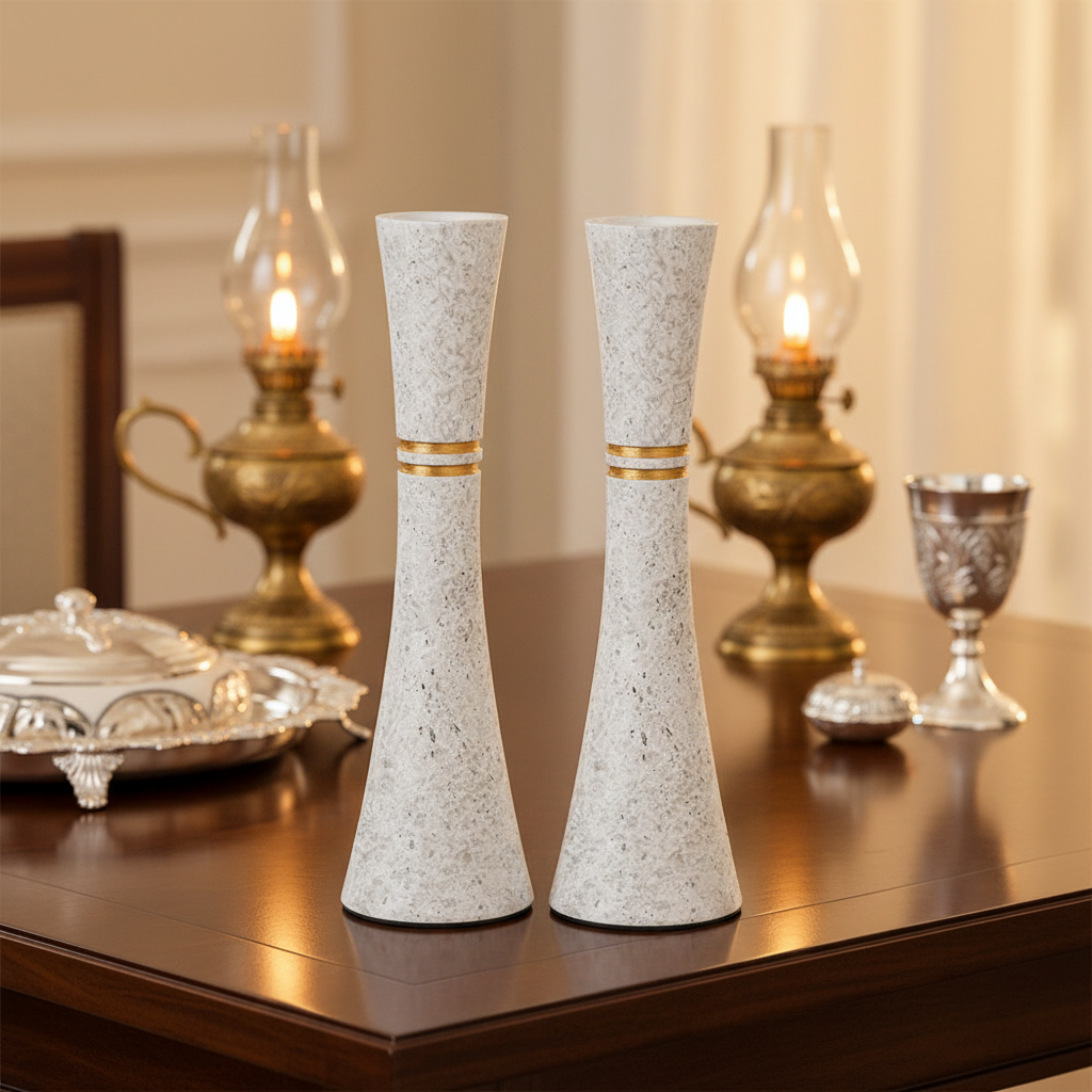 Polymer Candlesticks with Oil Lamp Lighting