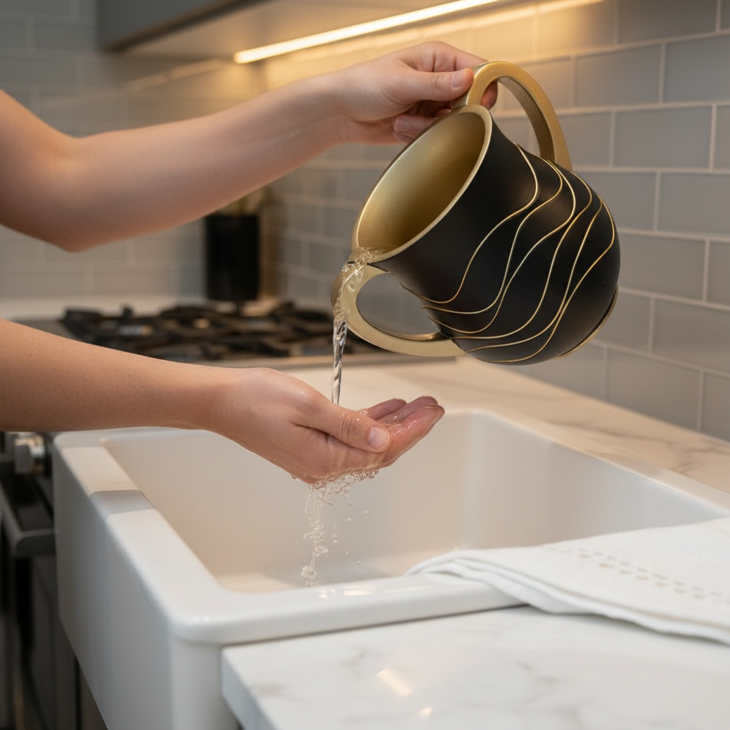 Polymer Washing Cup - Traditional Hand Washing Scene