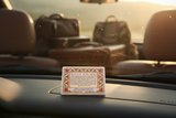 Prayer card in travel setting