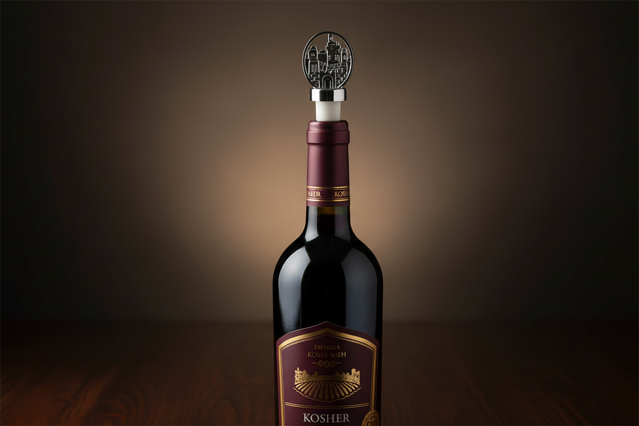 Premium Kosher Wine with Metal Judaica Cork