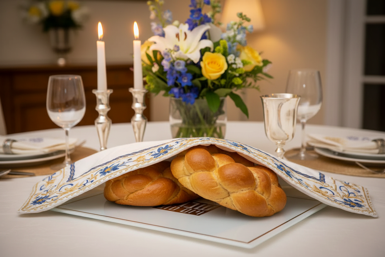 Shabbat Table with Challah Tray